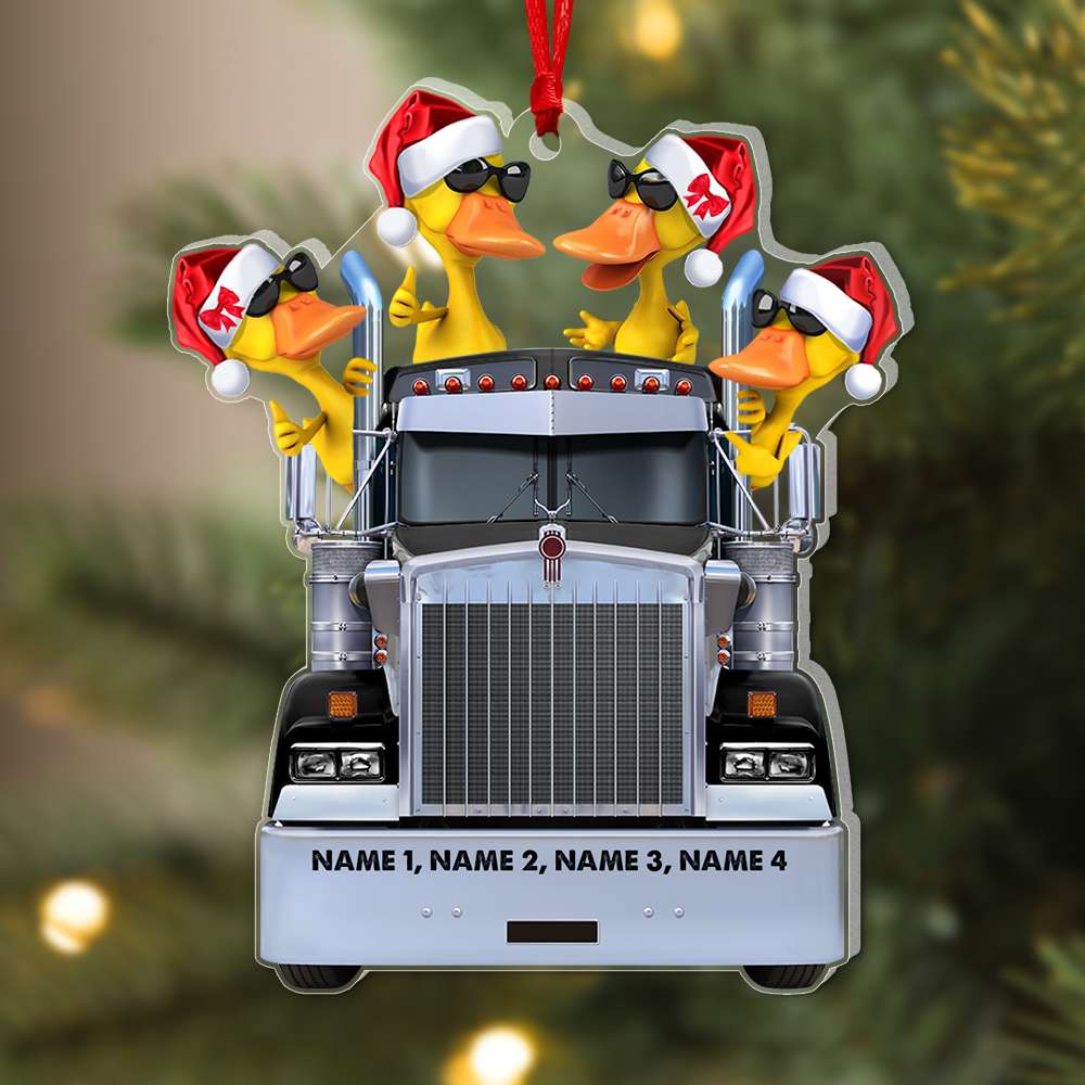 Custom Gifts For Couple Ornament Duck Couple With Reindeer Truck, Christmas Light 04qhqn0110