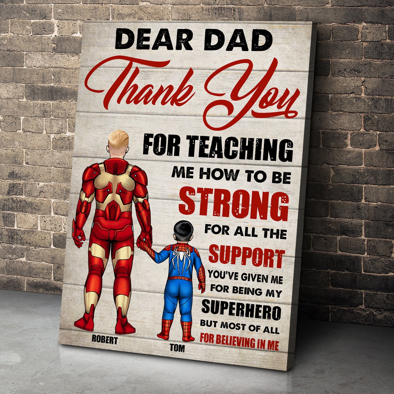 Dear Dad Thank You For Believing In Me Personalized Father Canvas Print