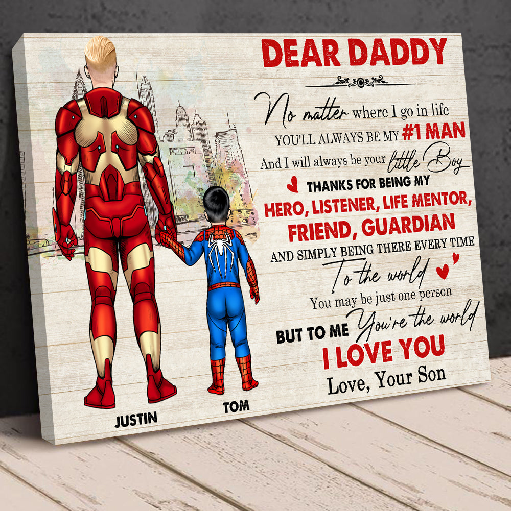 Dear Daddy/Mommy, To Me You Are The World - Personalized Canvas Print - Mother's Day, Father's Day Gift