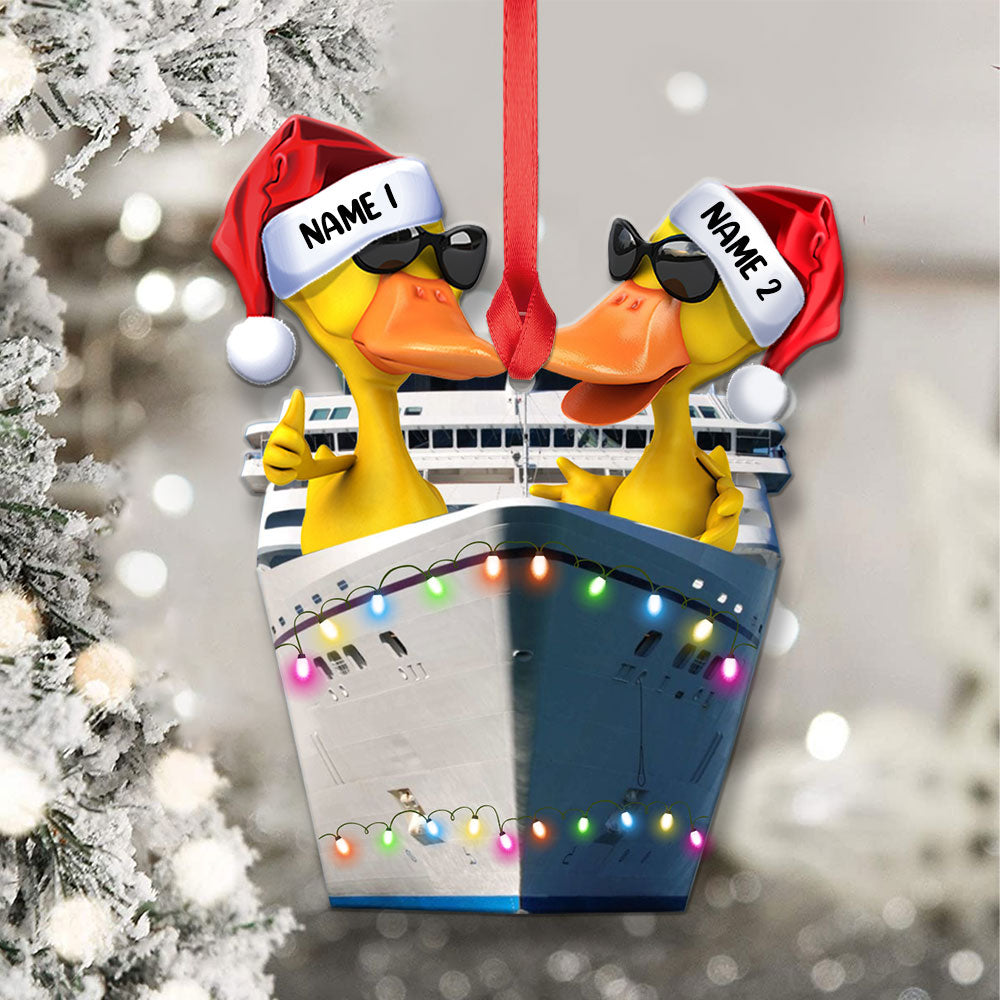 Cruising Duck Couple - Personalized Christmas Ornament - Christmas Gift For Couple