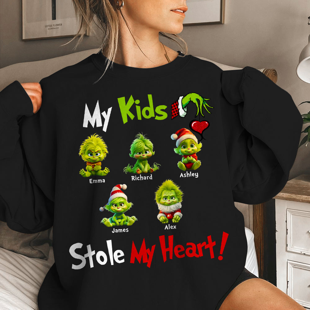 My Grandkids Stole My Heart, Gift For Parents, Personalized Shirt, Green Kids Shirt, Christmas Gift 05HTHN311023