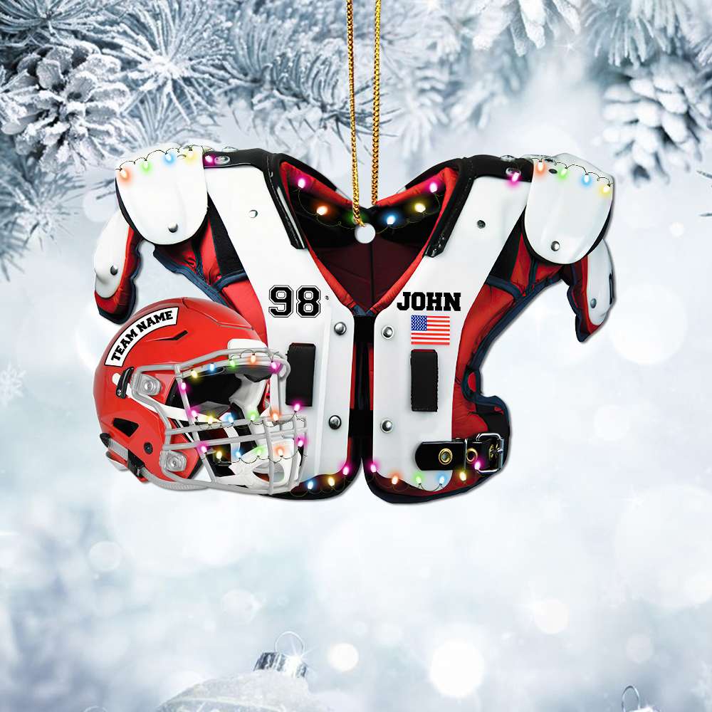 Personalized Gifts For Football Player Christmas Ornament 06bhhn2110 USA Shoulder Pads and Helmet