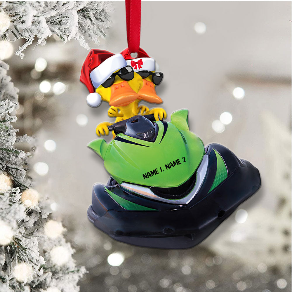Jet Ski Yellow Ducks - Personalized Christmas Ornament - Gift for Skiers