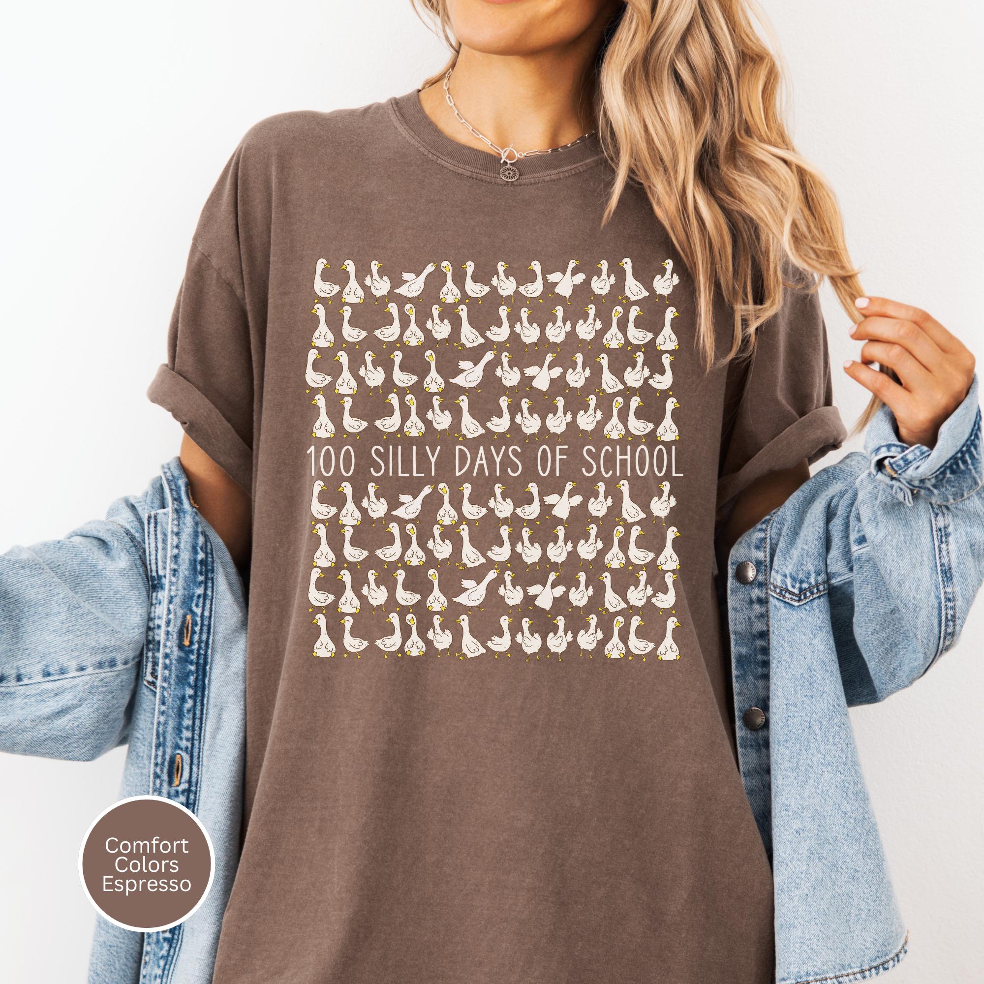 Silly Goose 100 Days of School Comfort Colors Shirt, 100 Days Tshirt, 100 Day, 100 Days of School Girl Boy 100th Day, Preschool Kindergarten