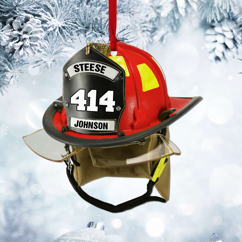 Firefighter Helmet - Personalized Christmas Ornament