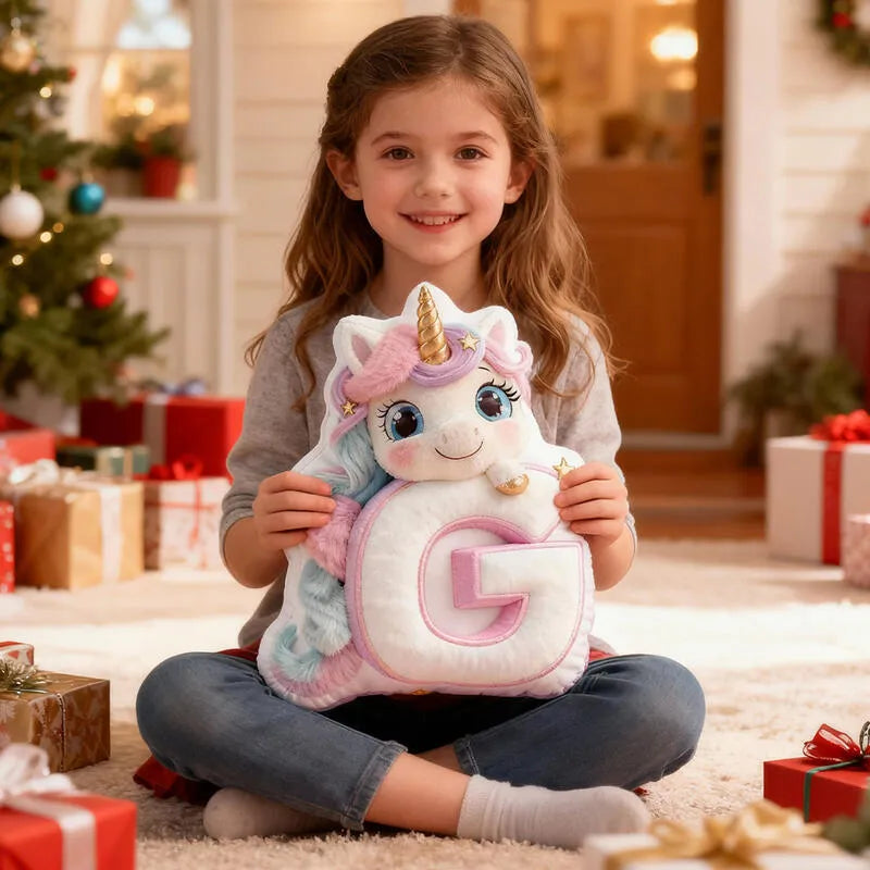 Personalized Letter-Shaped Unicorn Pillow Christmas Gift for Baby