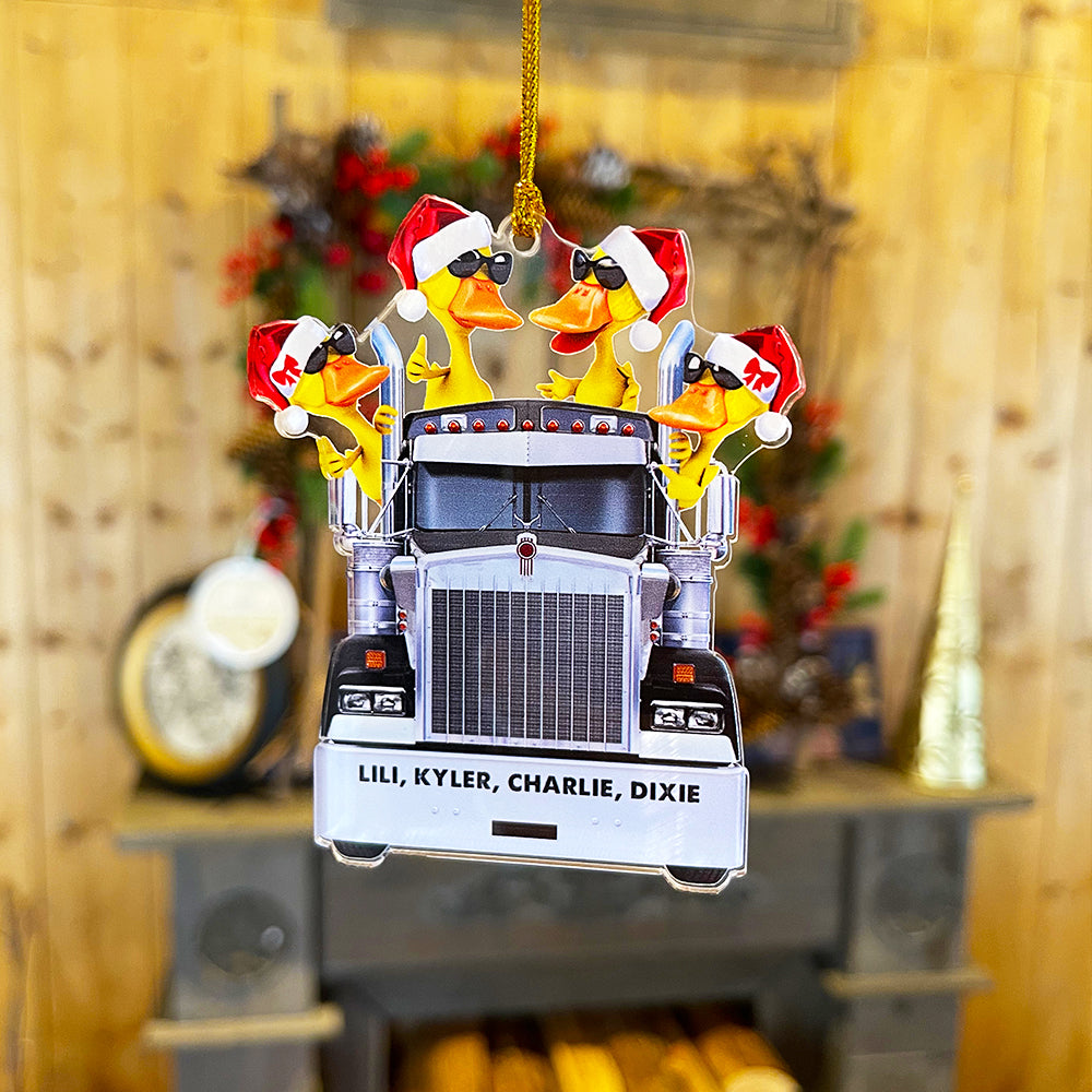 Custom Gifts For Couple Ornament Duck Couple With Reindeer Truck, Christmas Light 04qhqn0110
