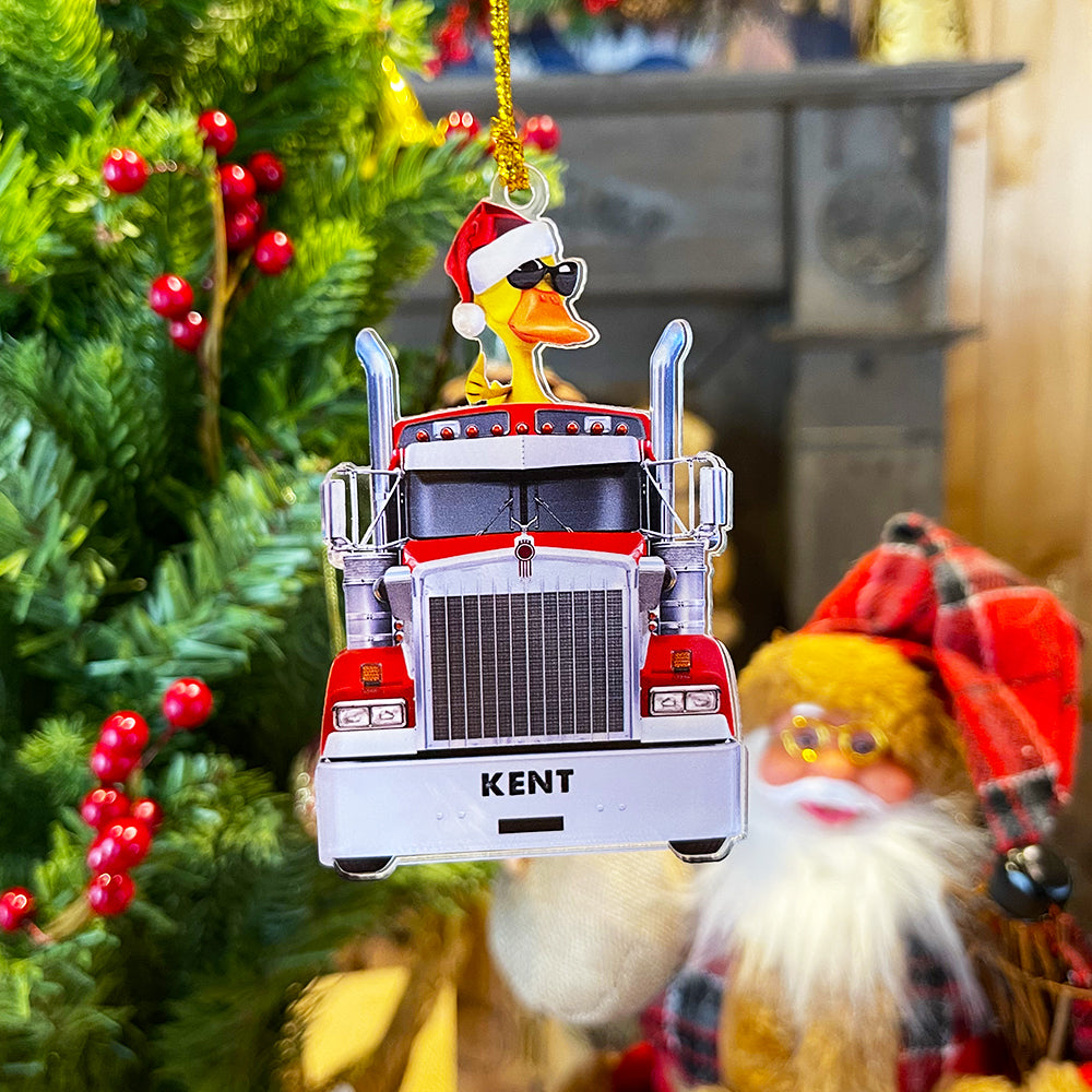 Custom Gifts For Couple Ornament Duck Couple With Reindeer Truck, Christmas Light 04qhqn0110