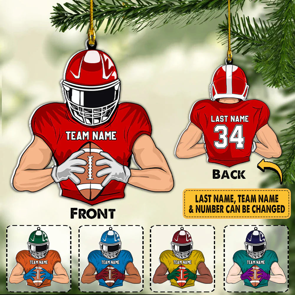 Custom Name And Number Ornament Gift For Football Player Football Lovers