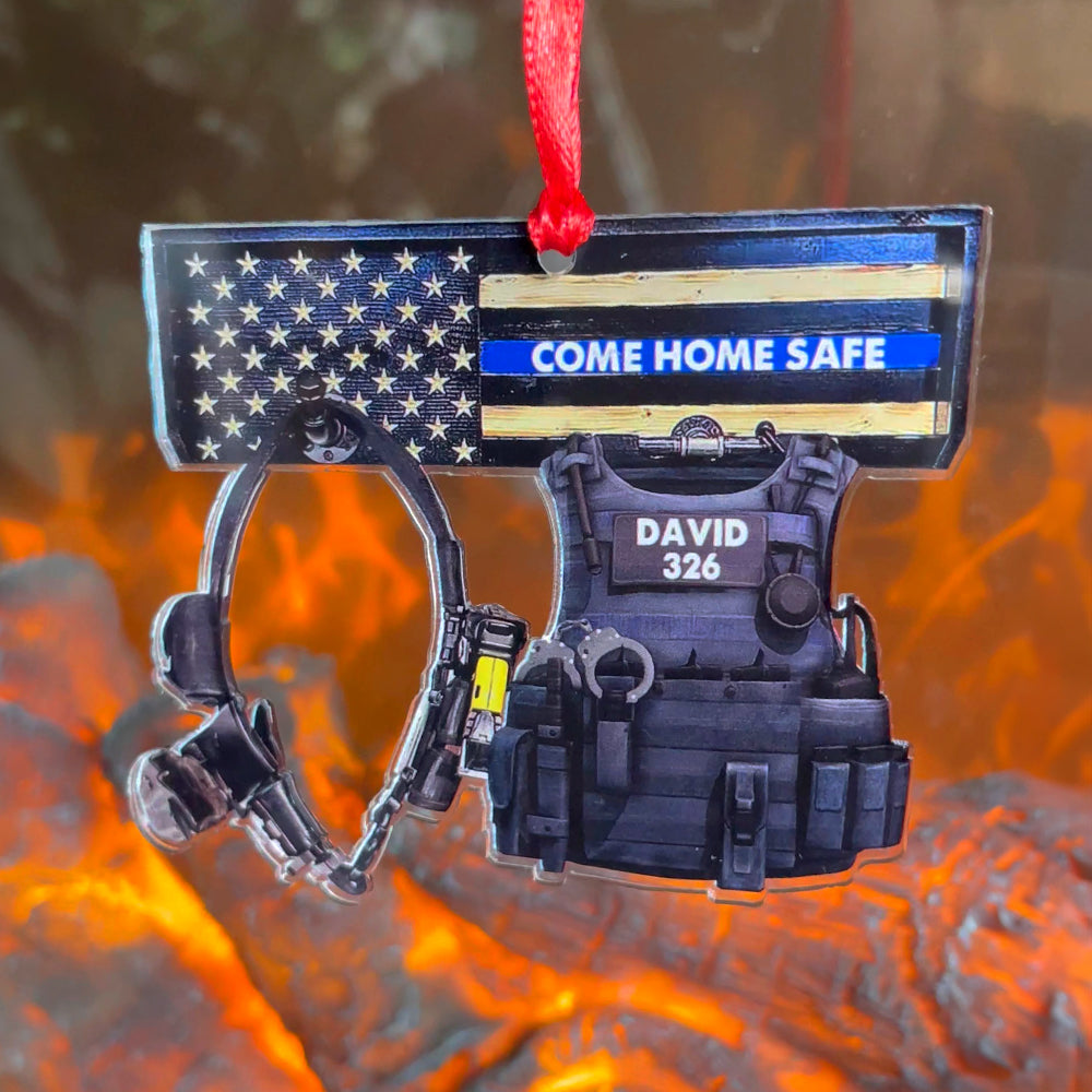 Come Home Safe, Police's Uniform - Personalized Christmas Ornament - Christmas Gift For Police Officer