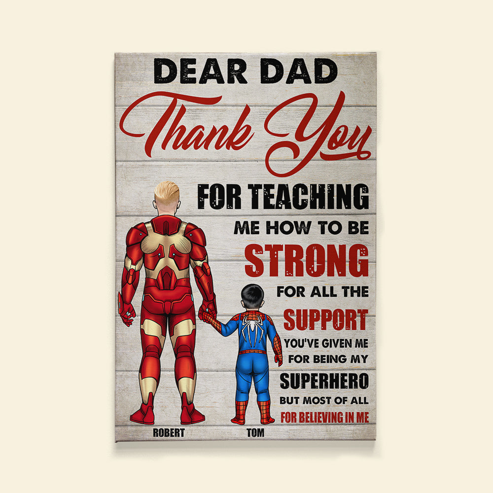 Dear Dad Thank You For Believing In Me Personalized Father Canvas Print