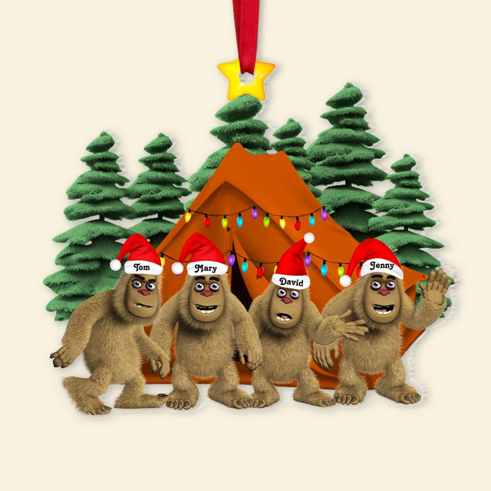 Bigfoot Family Christmas Ornament - Personalized Gifts For Camping Family