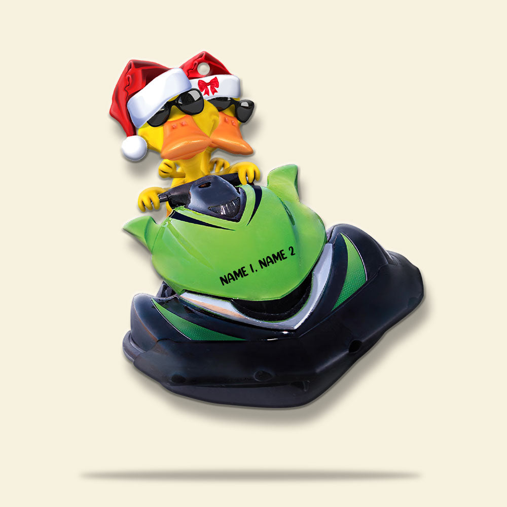 Jet Ski Yellow Ducks - Personalized Christmas Ornament - Gift for Skiers