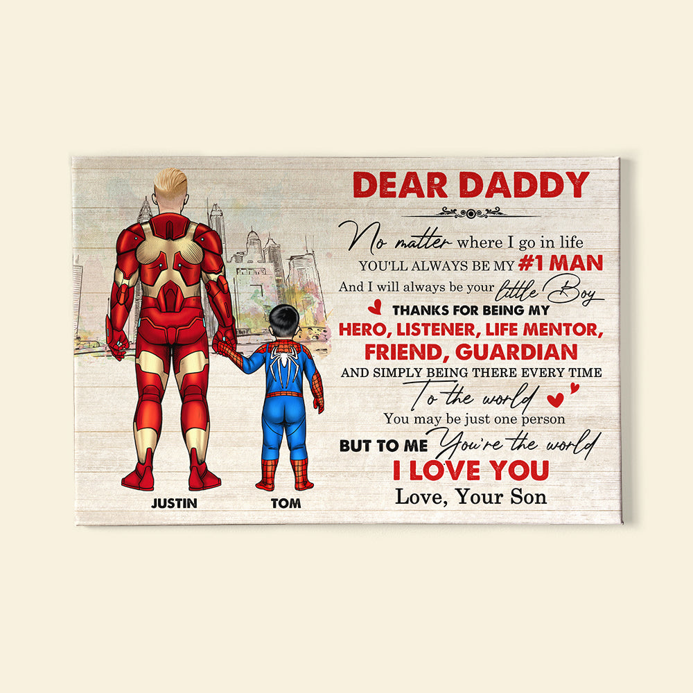 Dear Daddy/Mommy, To Me You Are The World - Personalized Canvas Print - Mother's Day, Father's Day Gift