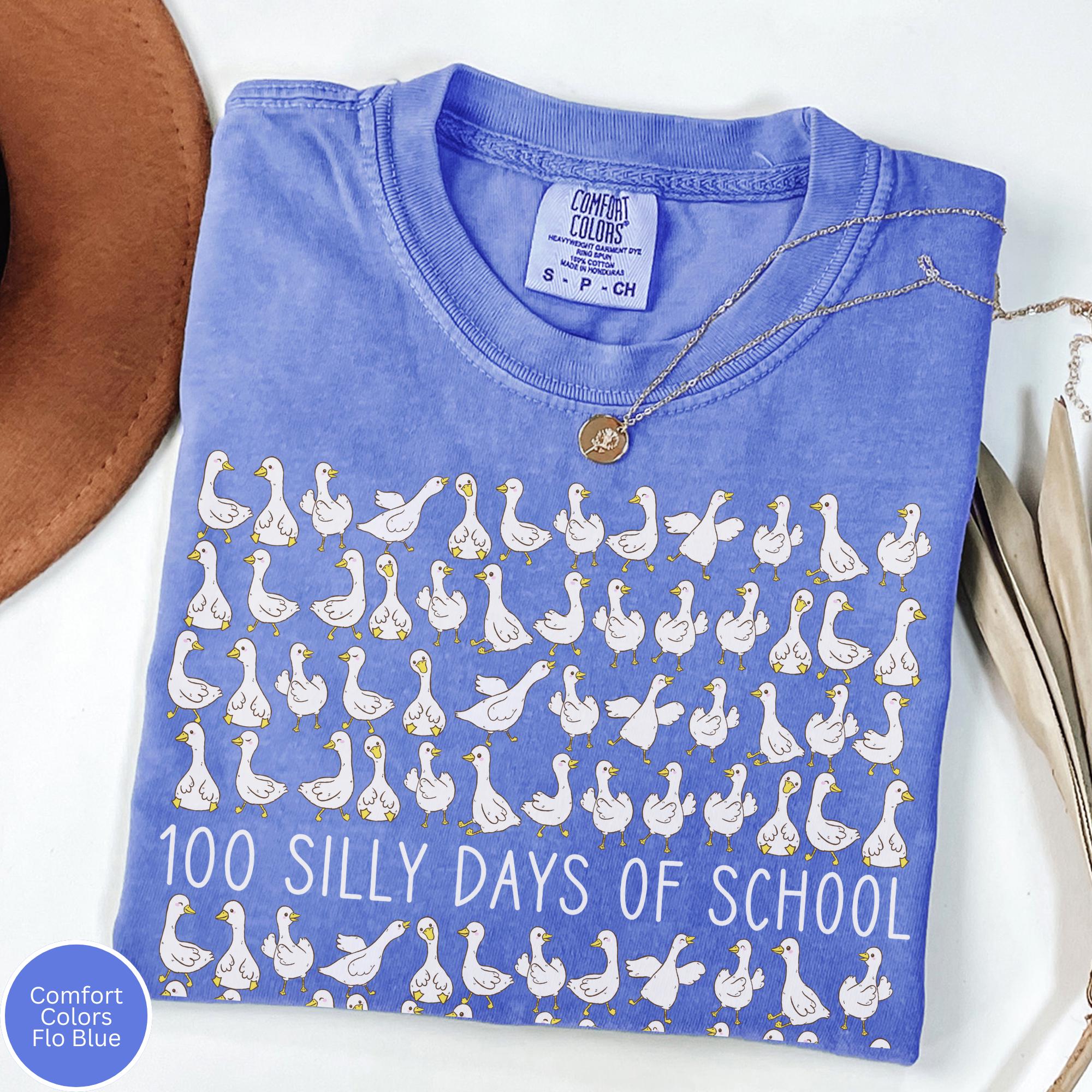 Silly Goose 100 Days of School Comfort Colors Shirt, 100 Days Tshirt, 100 Day, 100 Days of School Girl Boy 100th Day, Preschool Kindergarten