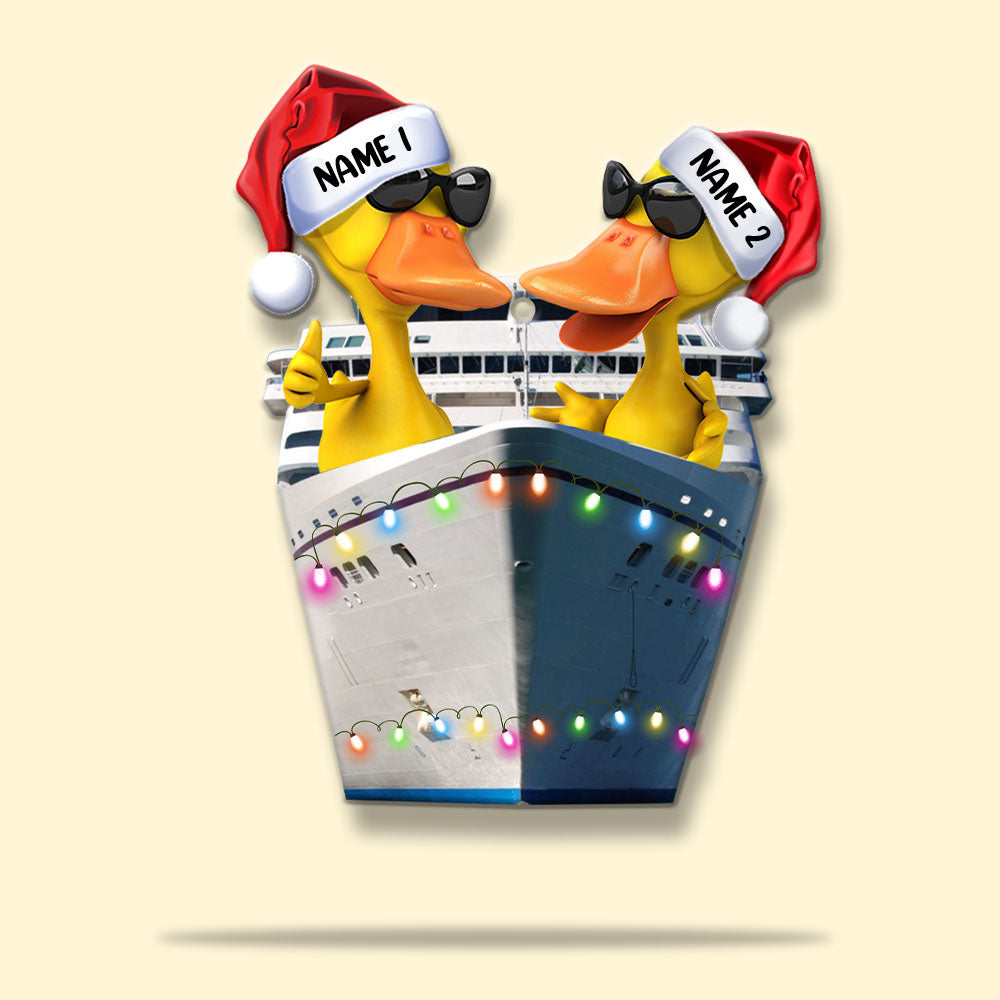 Cruising Duck Couple - Personalized Christmas Ornament - Christmas Gift For Couple
