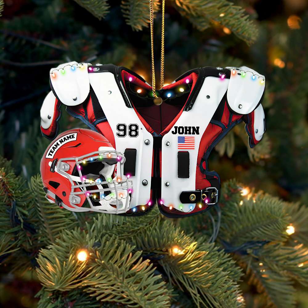 Personalized Gifts For Football Player Christmas Ornament 06bhhn2110 USA Shoulder Pads and Helmet