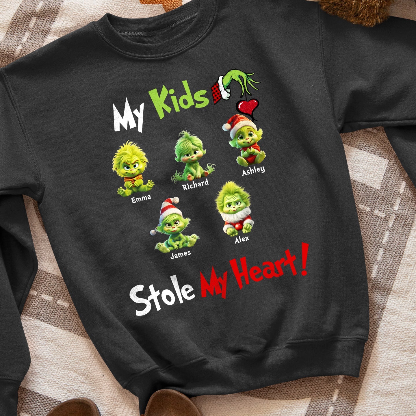 My Grandkids Stole My Heart, Gift For Parents, Personalized Shirt, Green Kids Shirt, Christmas Gift 05HTHN311023