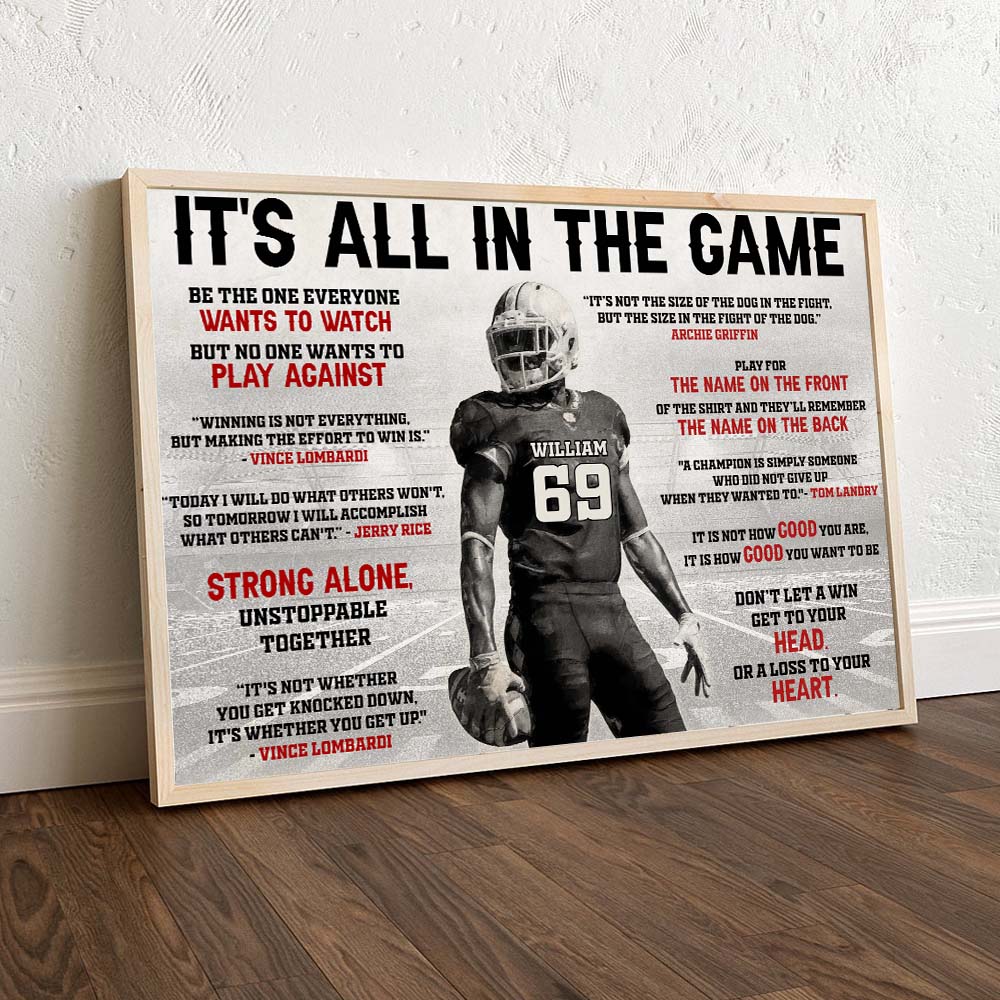 Retro American Football Poster With Custom Player's Name/Number