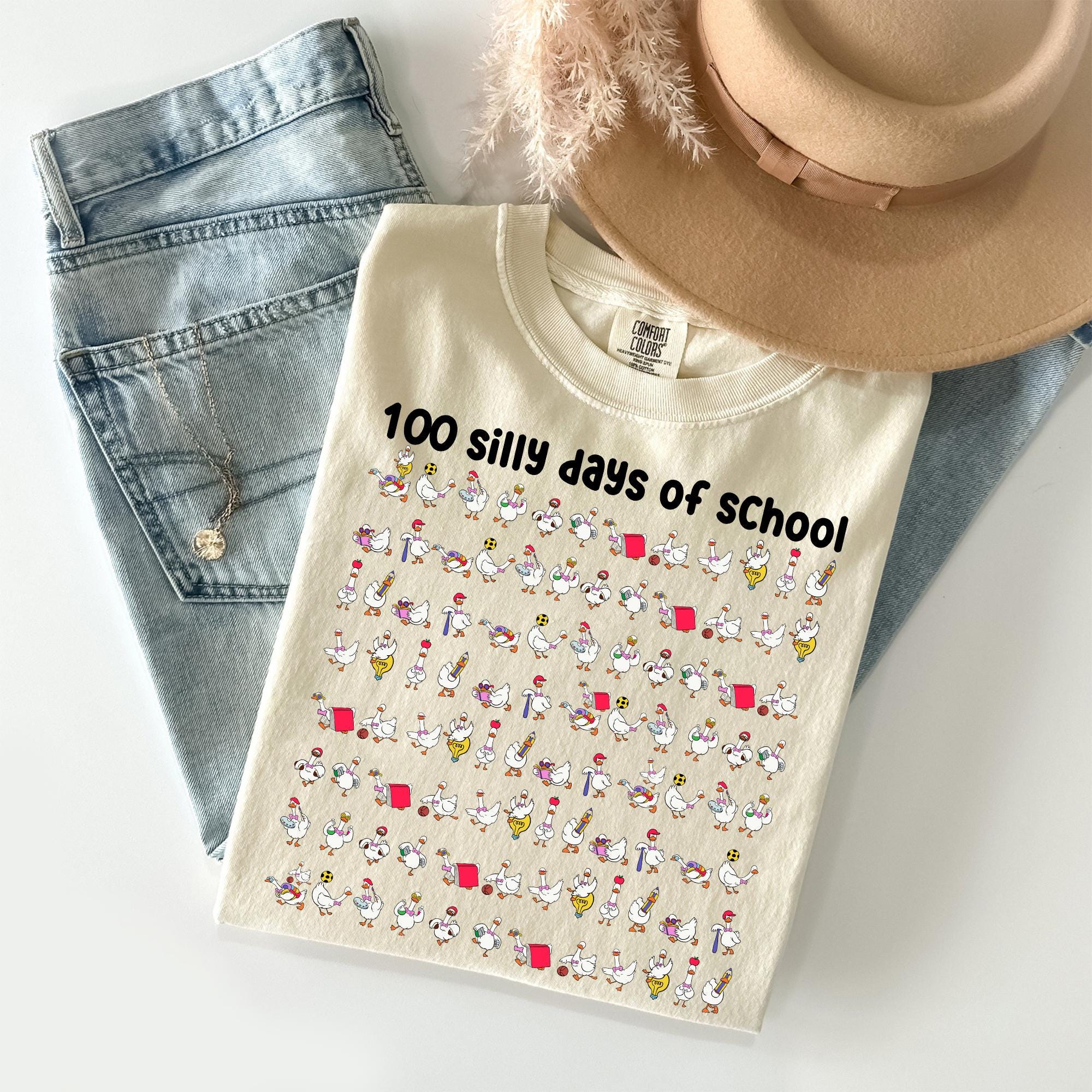 100 Days of School Goose Teacher Shirt • Cute Classroom Teacher Tee • Funny 100th Day Activities Top • Comfort Colors 100 Days Shirt