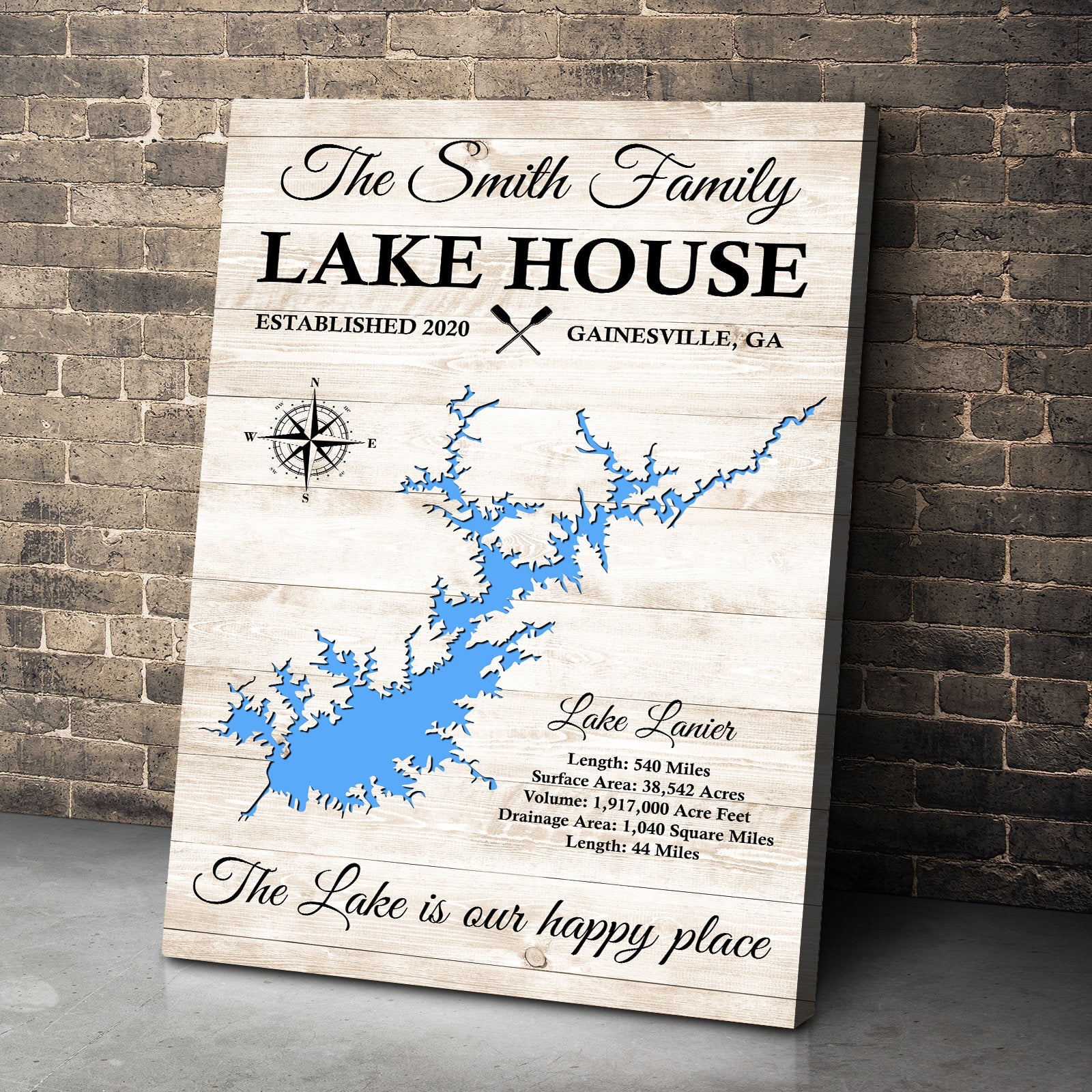 The Lake Is Our Happy Place Personalized Lake House Family Canvas Print Gift For Family