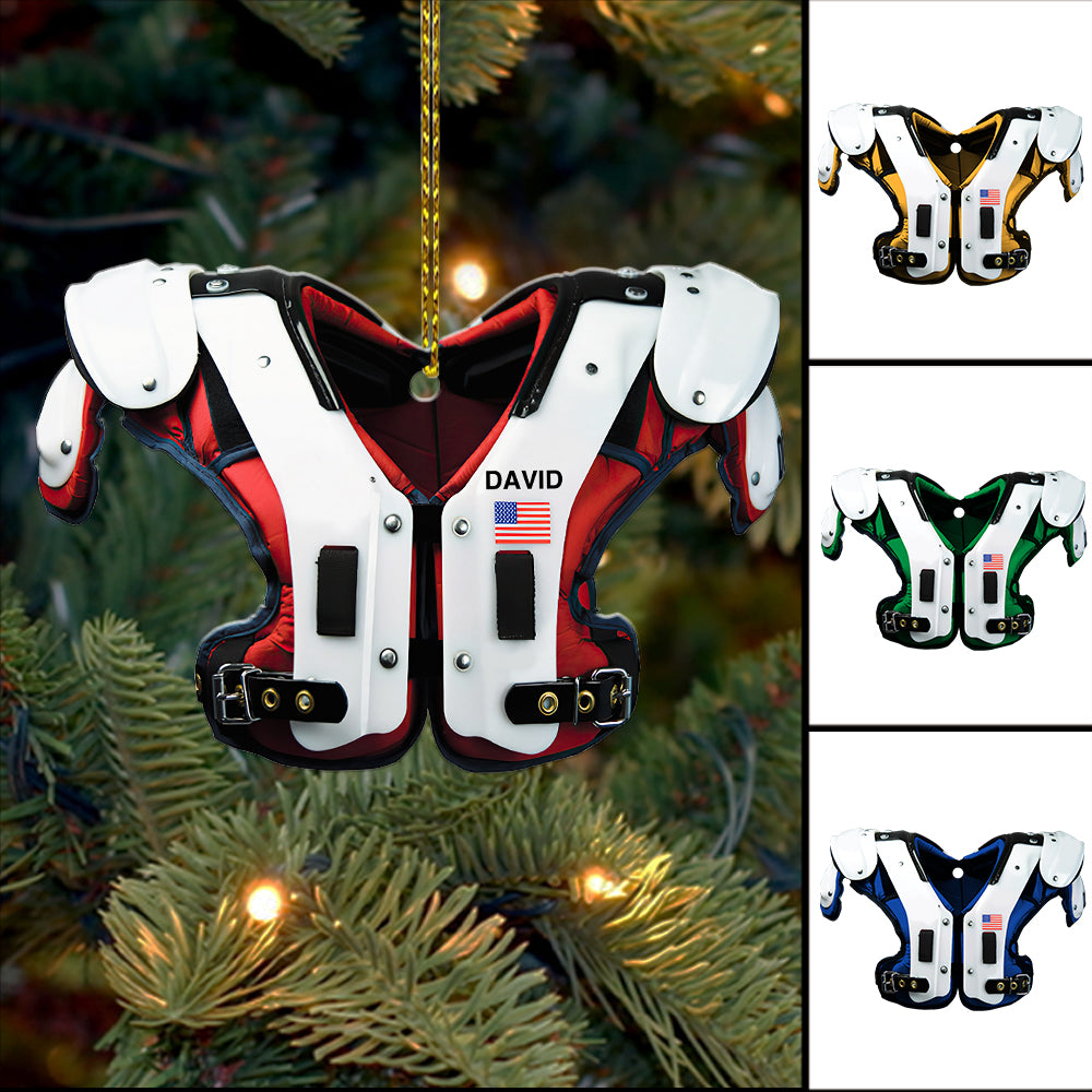 American Football Shoulder Pads - Personalized Christmas Ornament