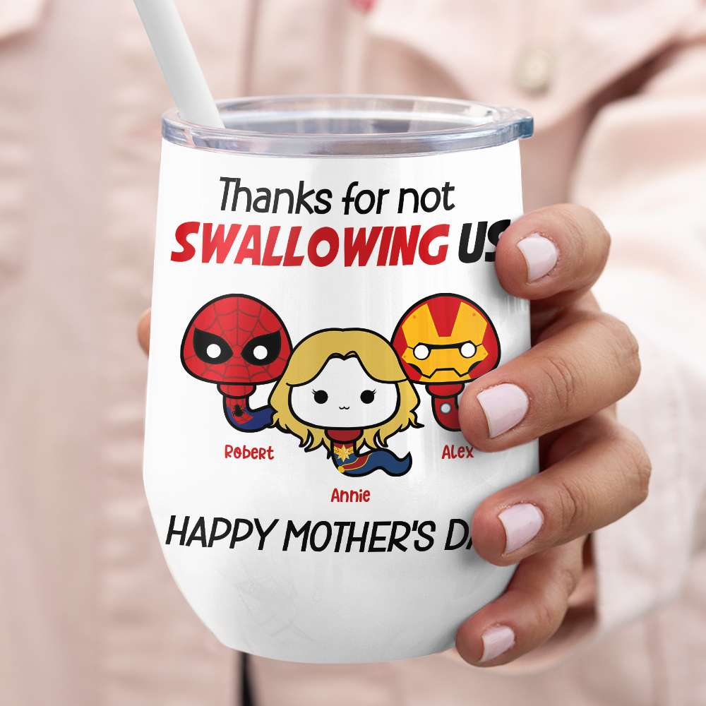Thank Super Mom For Not Swallowing Us - Personalized Coffee Mug - Mother's Gift