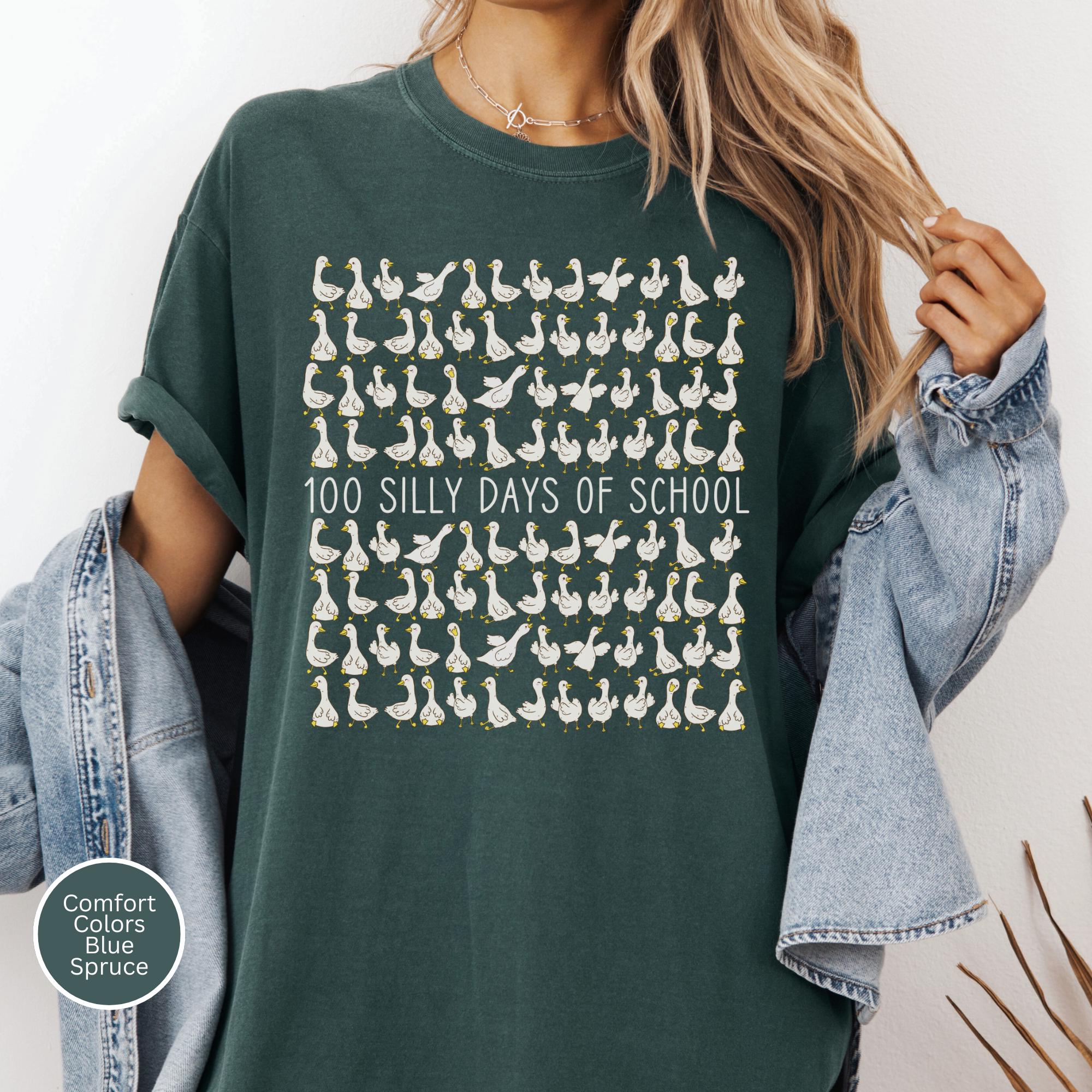 Silly Goose 100 Days of School Comfort Colors Shirt, 100 Days Tshirt, 100 Day, 100 Days of School Girl Boy 100th Day, Preschool Kindergarten