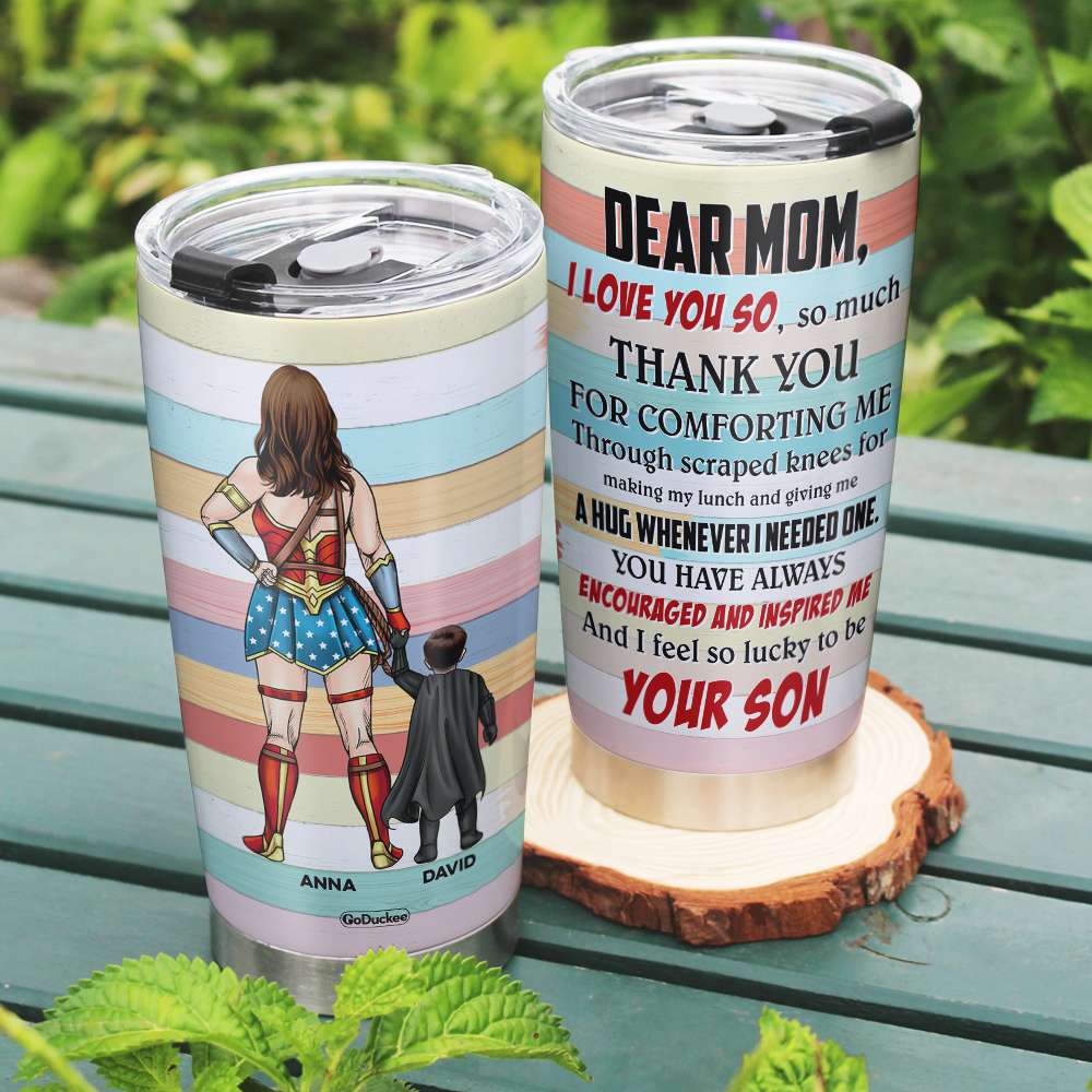 Dear Super Mom, Thank You For Comforting Me, Personalized Tumbler, Gift For Mom