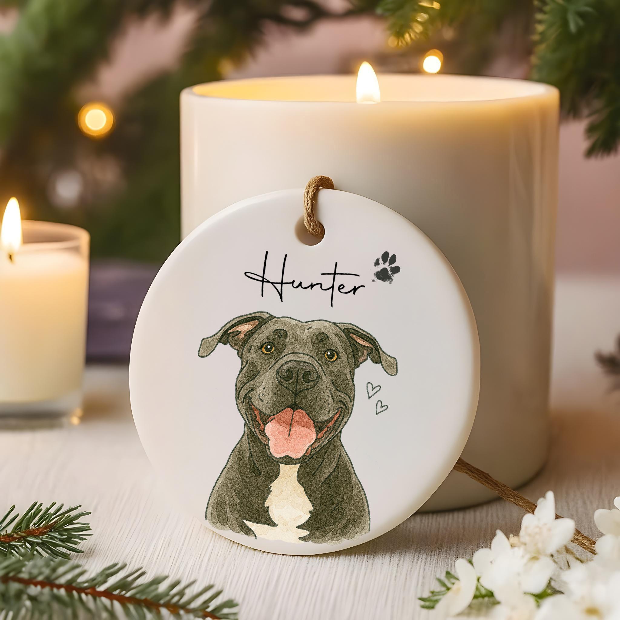 Personalized Watercolor Pet Photo Ornament: Custom Memorial Keepsake