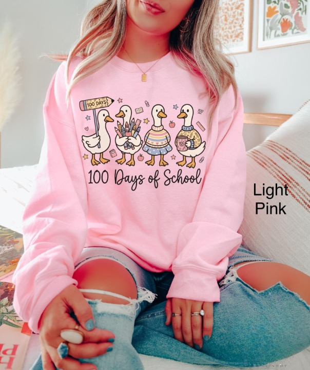 Goose 100 Days Of School Sweatshirt Teacher Shirt 100th Day of School Goose Top Teacher Gift 100th Day Of School Celebration Shirt