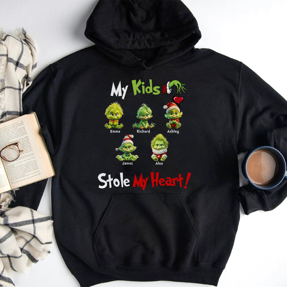 My Grandkids Stole My Heart, Gift For Parents, Personalized Shirt, Green Kids Shirt, Christmas Gift 05HTHN311023
