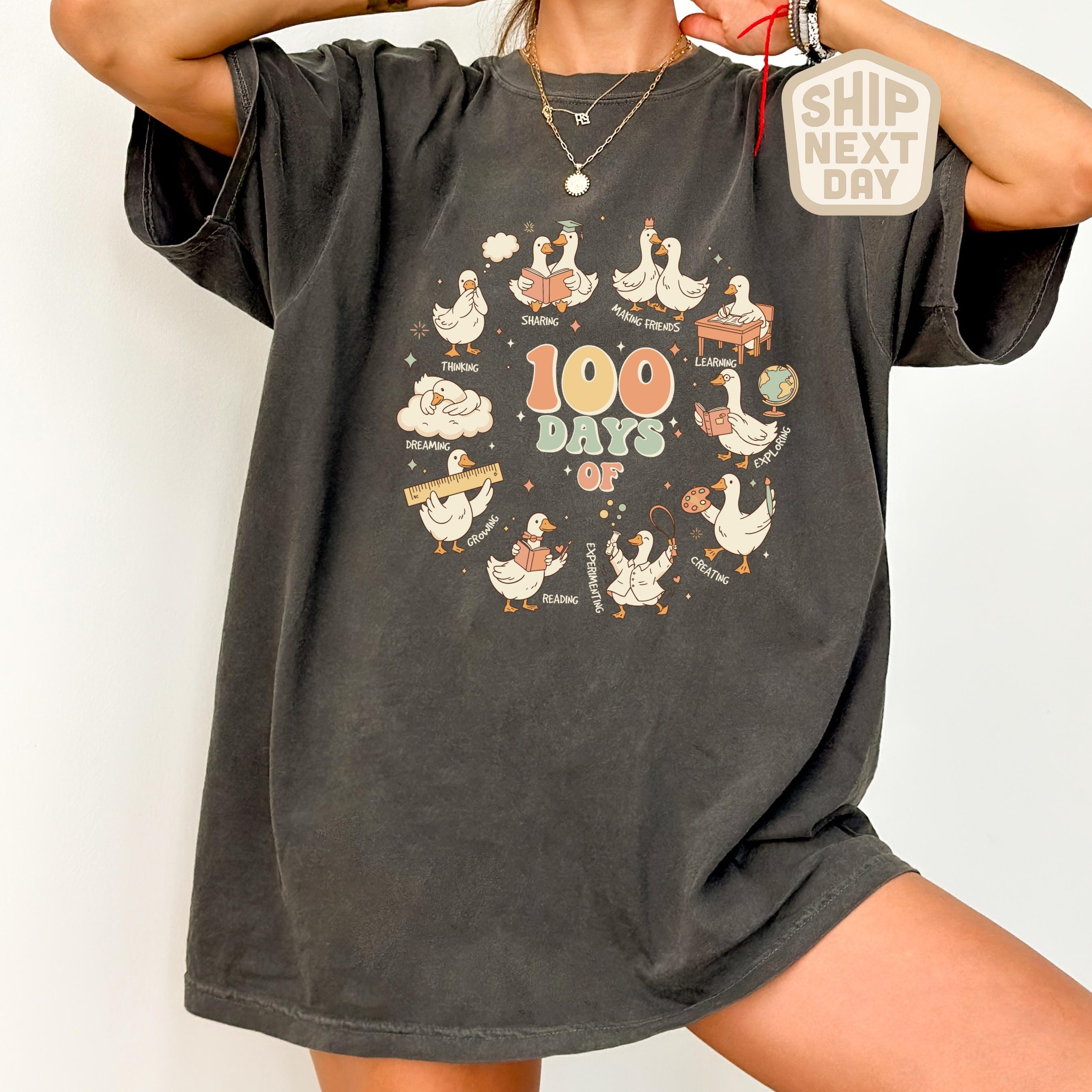 100 Days of School Goose Teacher Shirt, Cute Classroom Goose Tee, Funny 100th Day Teacher Shirt, 100 Days Shirt, Elementary Teacher Gift