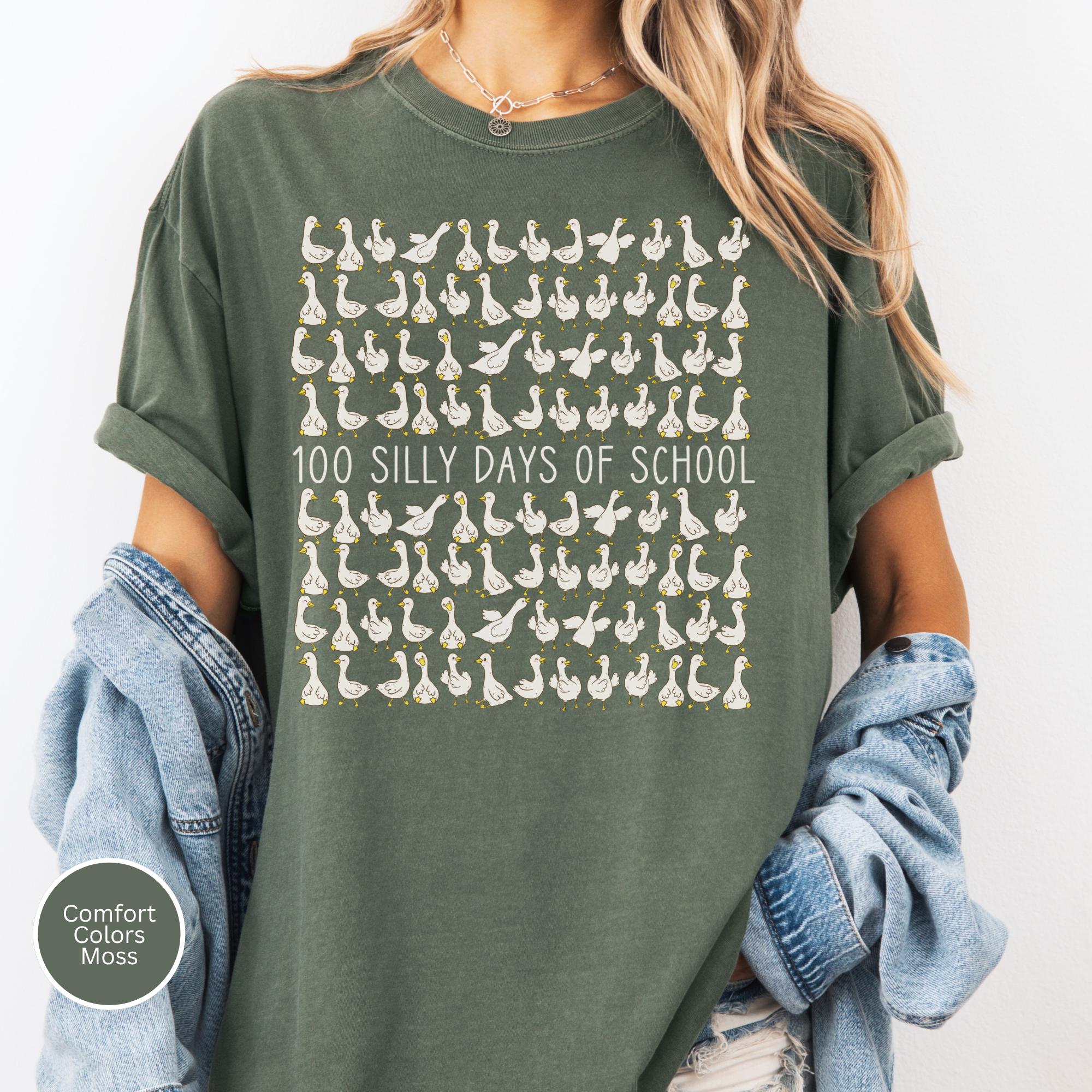 Silly Goose 100 Days of School Comfort Colors Shirt, 100 Days Tshirt, 100 Day, 100 Days of School Girl Boy 100th Day, Preschool Kindergarten