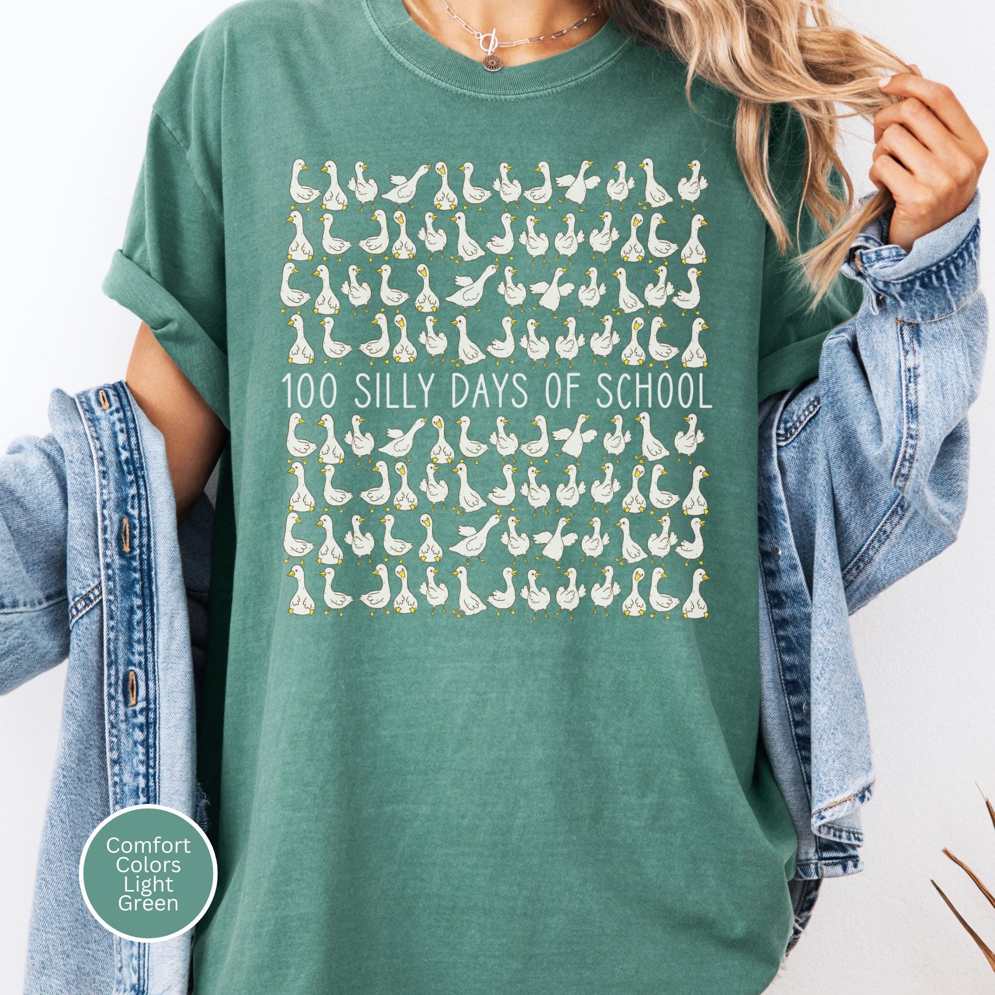 Silly Goose 100 Days of School Comfort Colors Shirt, 100 Days Tshirt, 100 Day, 100 Days of School Girl Boy 100th Day, Preschool Kindergarten