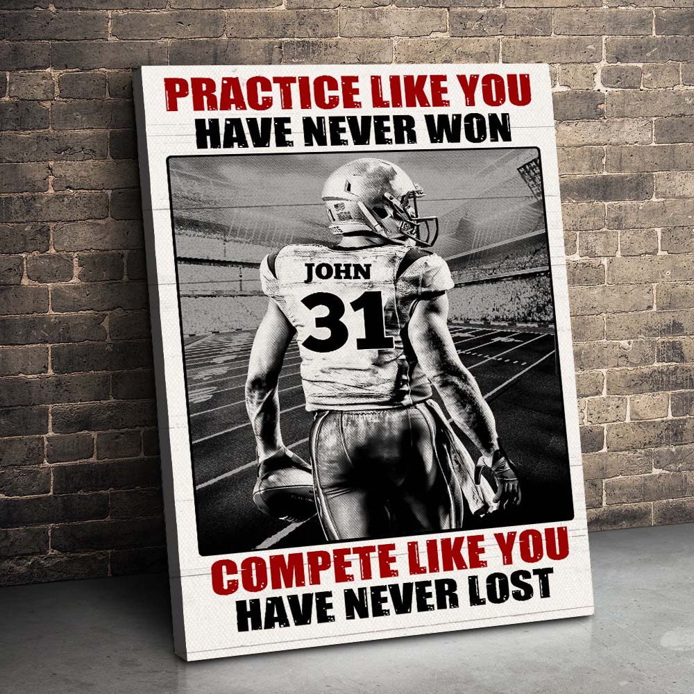 Vintage American Football Player Poster - Custom Quote Saying, Name & Number