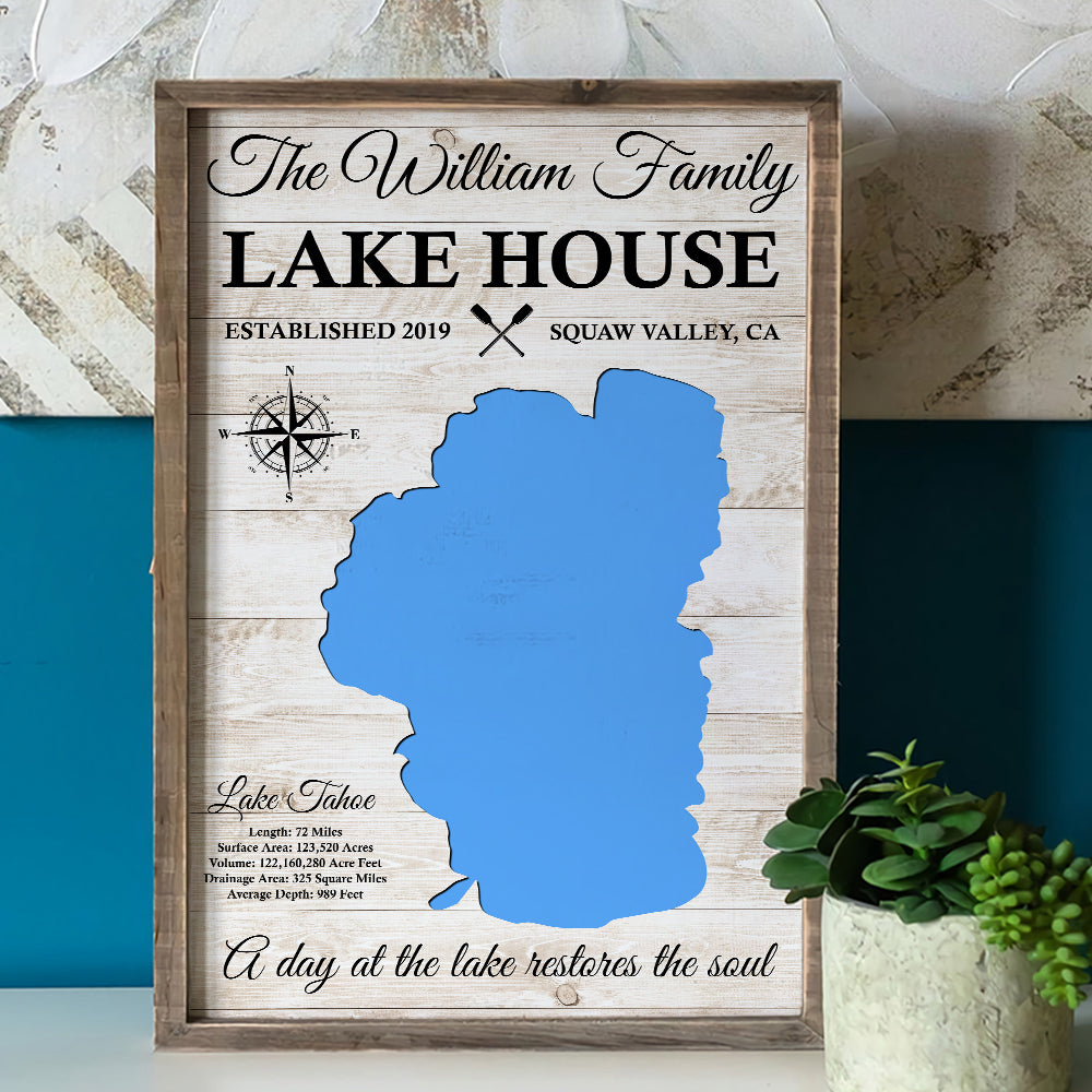 The Lake Is Our Happy Place Personalized Lake House Family Canvas Print Gift For Family