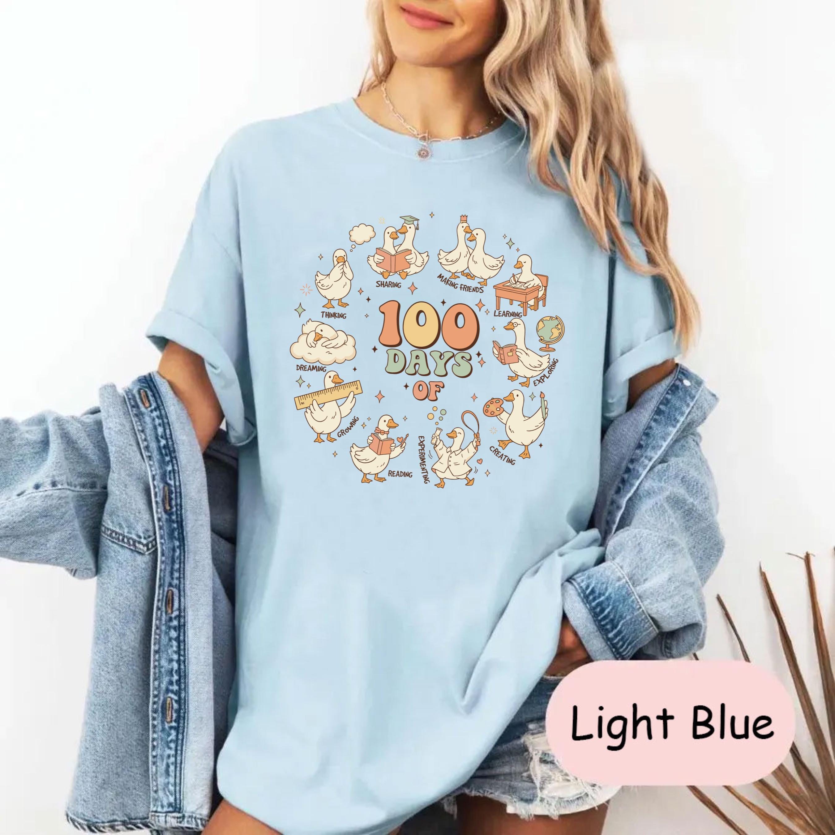 100 Days of School Goose Teacher Shirt, Cute Classroom Goose Tee, Funny 100th Day Teacher Shirt, 100 Days Shirt, Elementary Teacher Gift