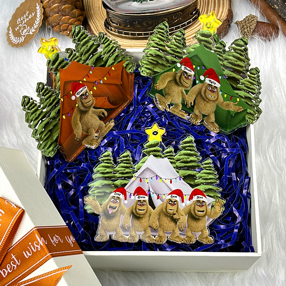 Bigfoot Family Christmas Ornament - Personalized Gifts For Camping Family