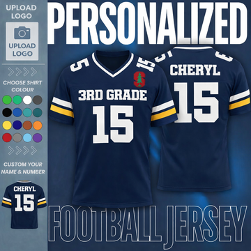Personalized Football Style Jersey with Custom Grade Name and Number
