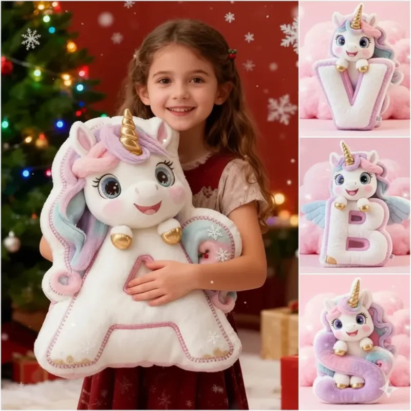 Personalized Letter-Shaped Unicorn Pillow Christmas Gift for Baby