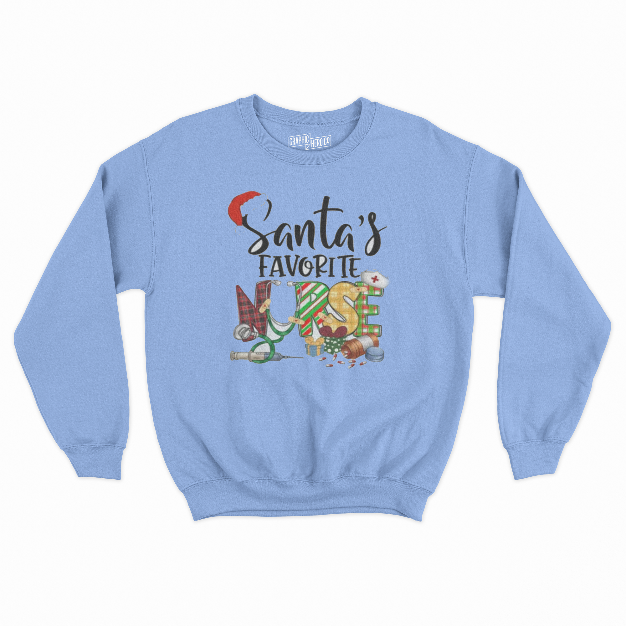 PresentsPrints, Santa's Favorite Sweatshirt, Nurse Funny Christmas SweatShirt, Luxury Sweatshirt for Nurse, Gift for Nurse,Favorite Sweatshirt
