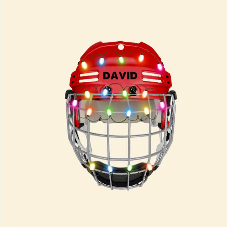 Hockey Ornament - Helmet With Cage - Personalized Gifts for Ice Hockey Lovers