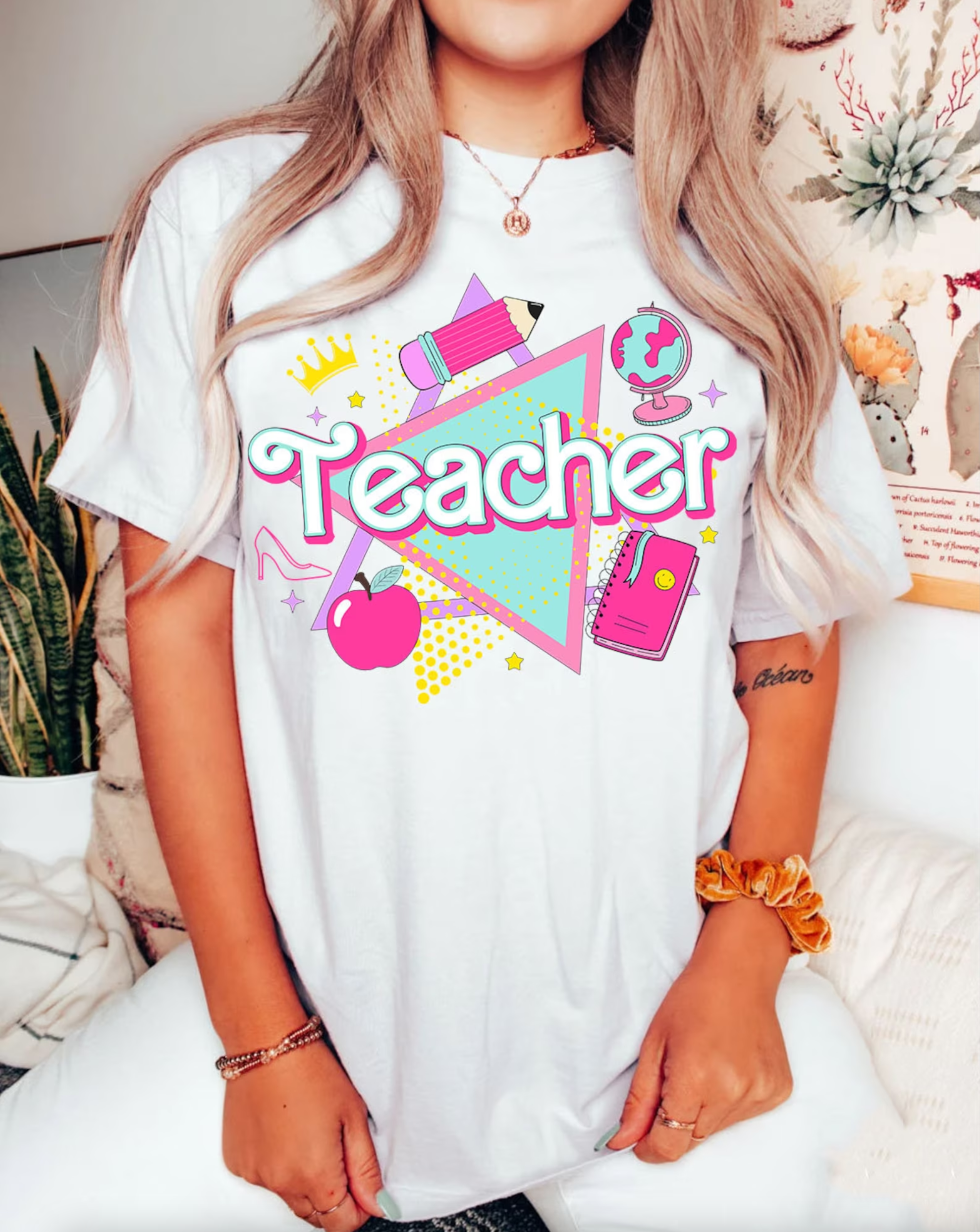 PresentsPrints, Teacher Shirt Back To School Shirts, Teacher 90s Shirt Retro Colorful First Day of School