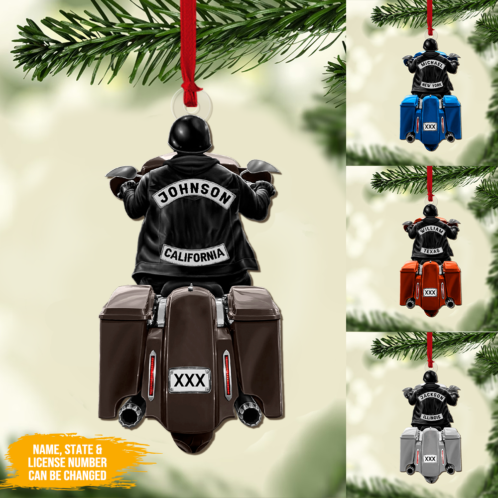 Biker Man Motorcycle Personalized Acrylic Ornament