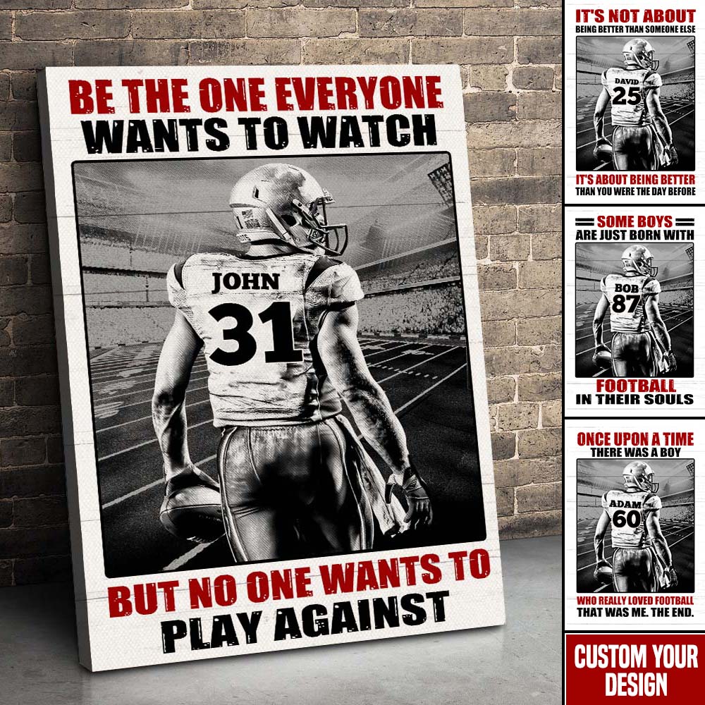 Vintage American Football Player Poster - Custom Quote Saying, Name & Number