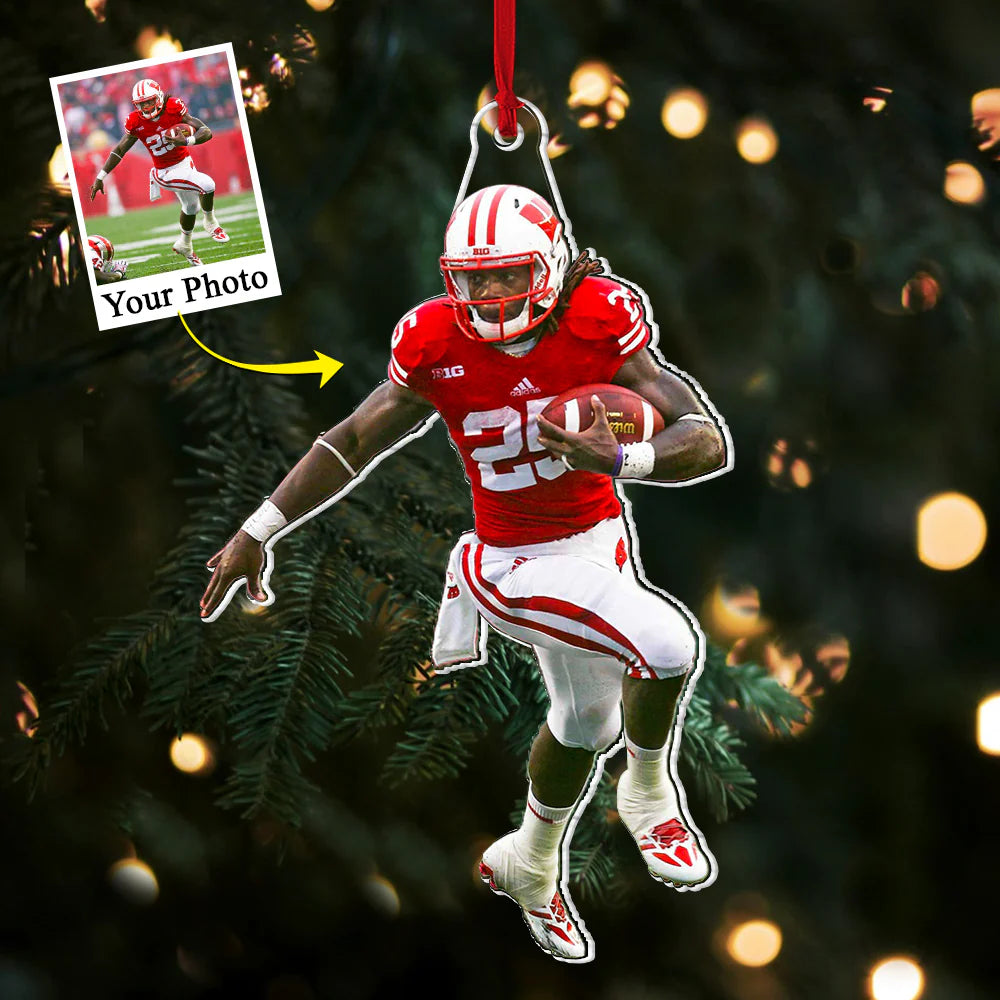 Custom Photo American Football Player Acrylic Ornament Gift