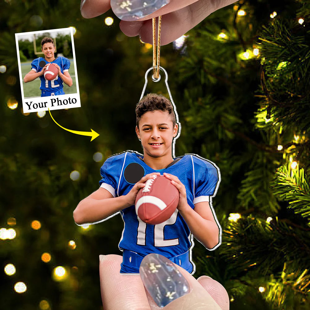 Custom Photo American Football Player Acrylic Ornament Gift