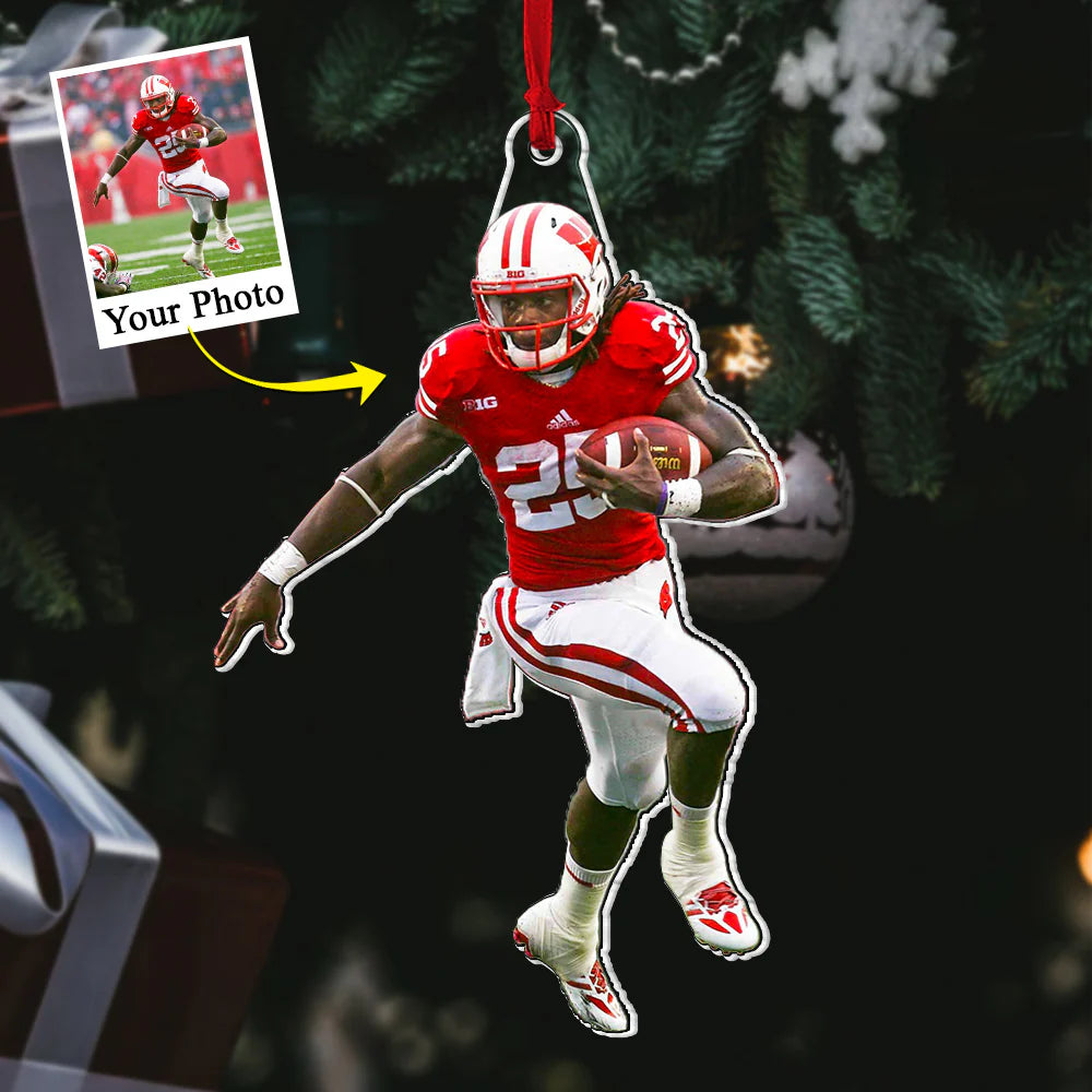 Custom Photo American Football Player Acrylic Ornament Gift