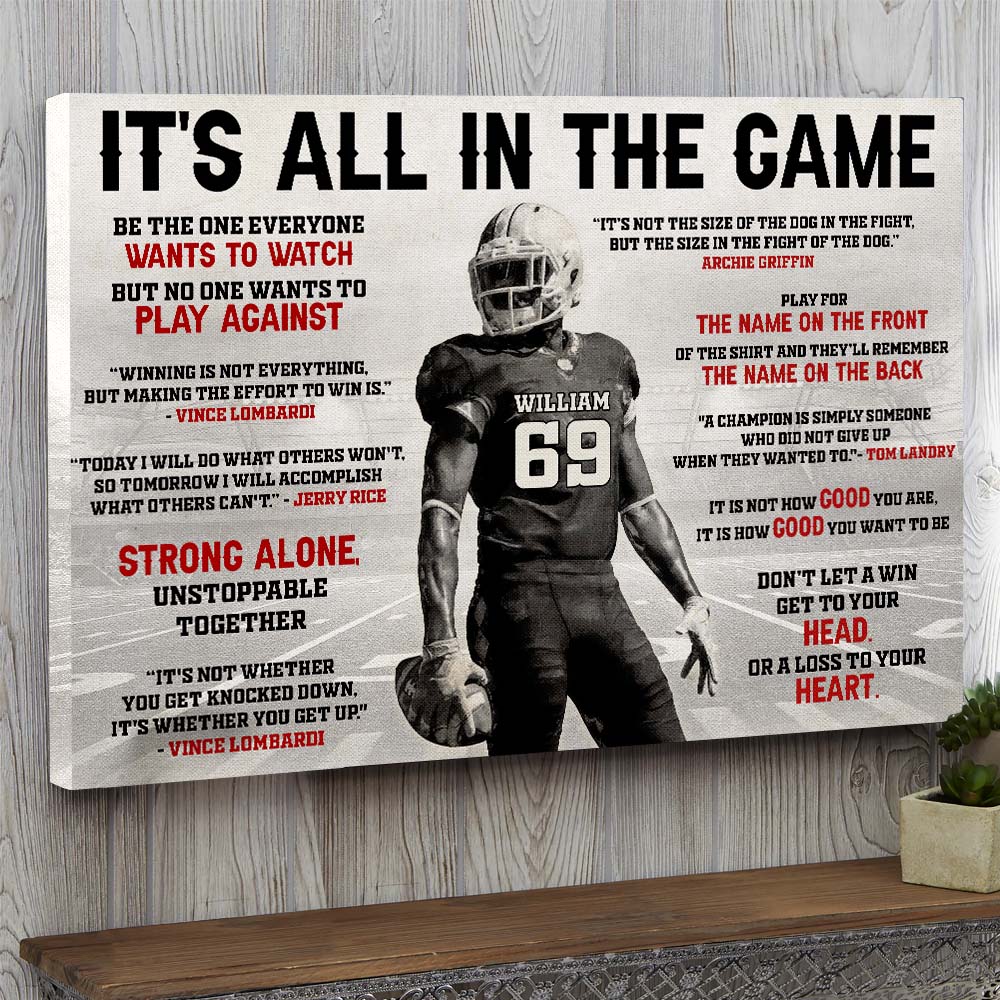 Retro American Football Poster With Custom Player's Name/Number